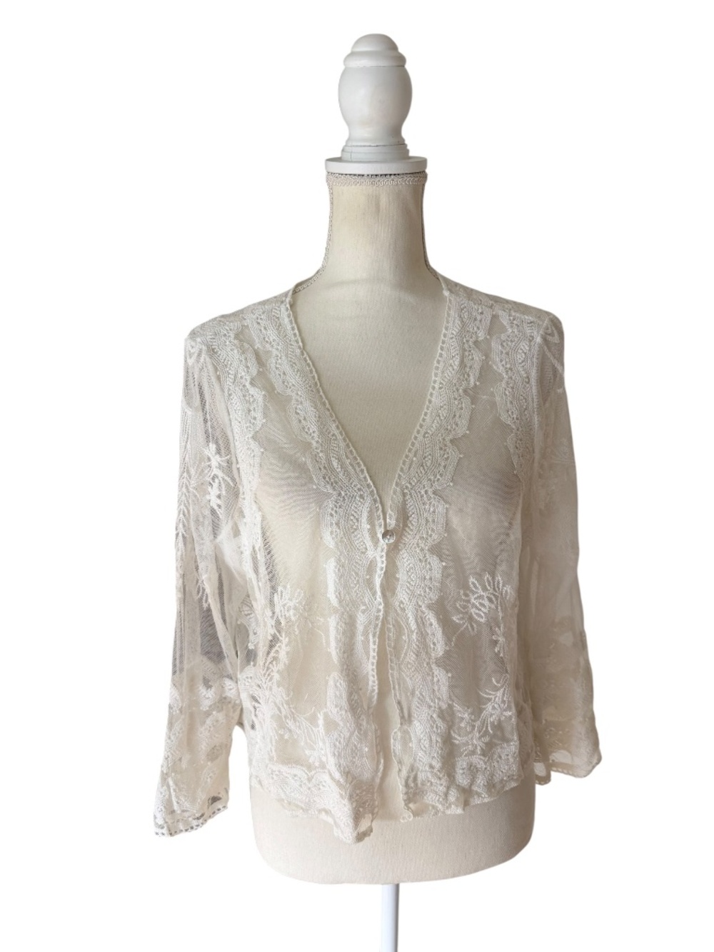 Rabbit Rabbit Designs Lace Cardigan Shrug Floral Embroidered XL NWT